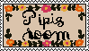 Stamp that reads 'Pipis room' in cursive with a flowery border.